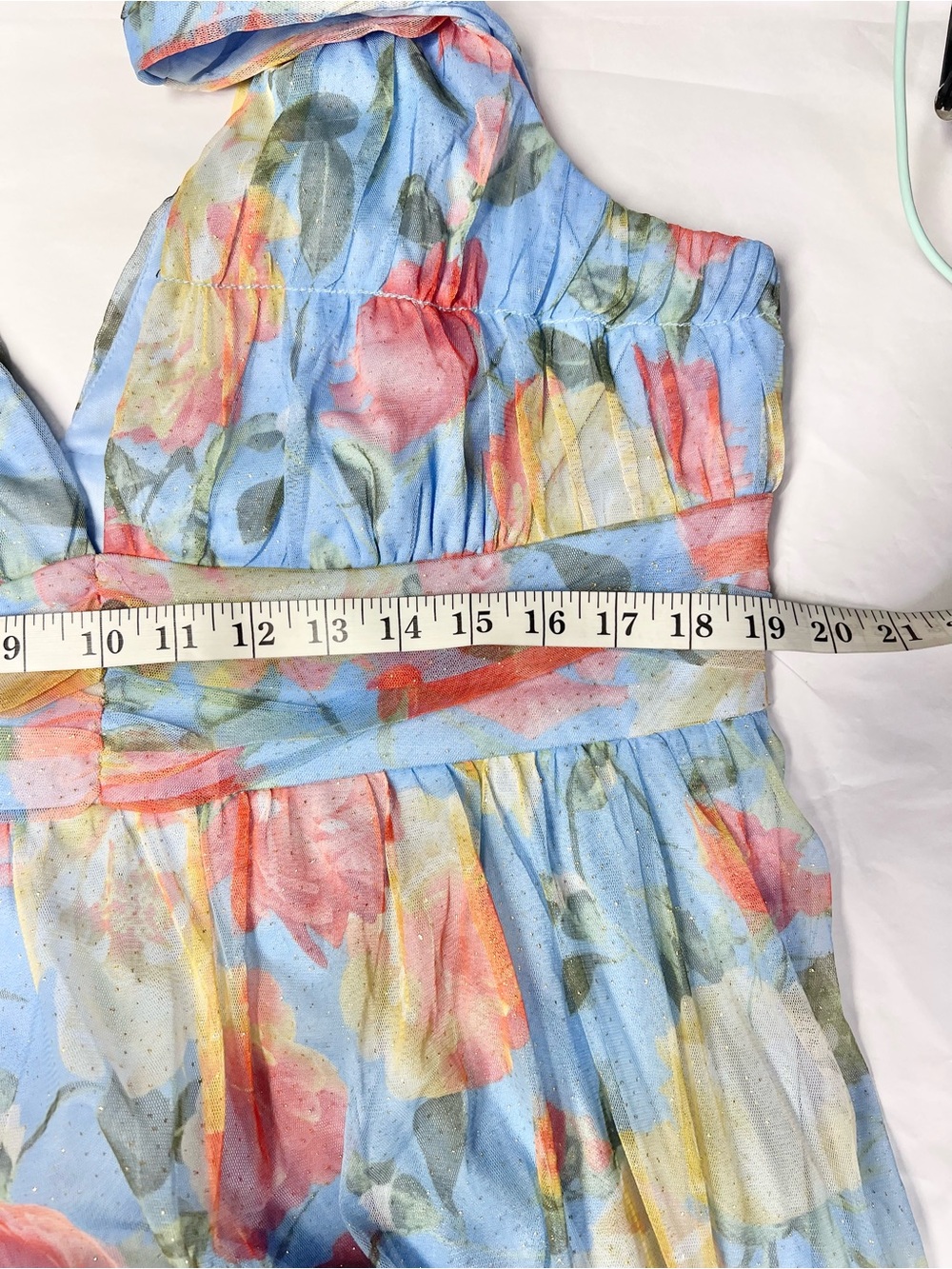 Lulus Perfectly Divine Blue Floral Tulle Tiered Ruffled Midi Dress Size XXL NWOT - Picture 8 of 11